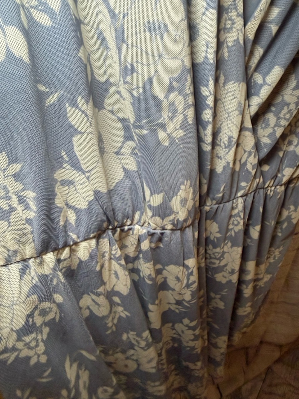 Inspired Hearts Blue and White Floral Wrap Midi Dress - Picture 5 of 12